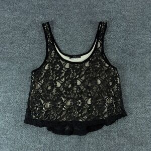 S.O.Y. Shine On You‎ Black Floral Lace Y2K Tank Top Whimsigoth XS Summer Goth